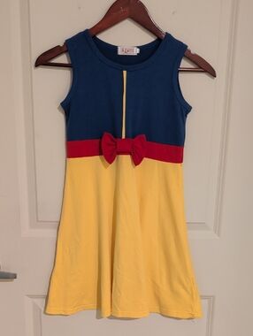 Snow White Style Bow-Front Sleeveless Dress in Blue, Red & Yellow